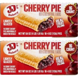 JJ's Bakery 2 PACK - JJ's Bakery Lightly Glazed Cherry Pie, 4 oz, 16-count, Total 128 oz