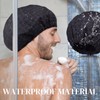 Shower Cap for Men Black Bath Cap, Reversible Large Waterproof