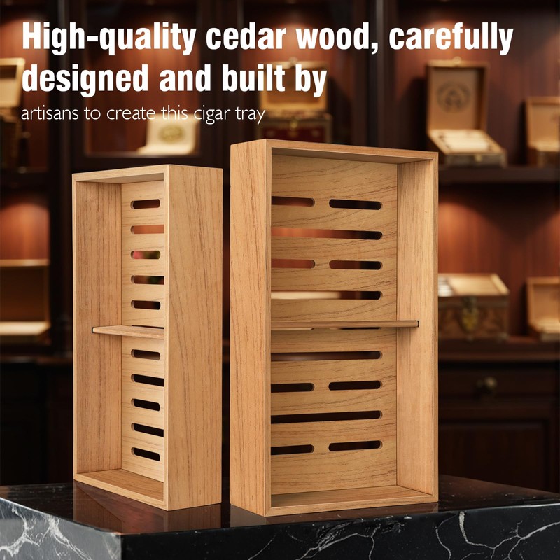 DXXULL Spanish Cedar Cigar Tray,Adjustable Cedar Wood Dividers, Special Storage