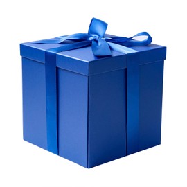 RUSPEPA Medium Birthday Gift Box with Lid, Ribbon and Tissue Paper, Foldable Gift Box - 1 Piece, 10 x 10 x 10 inches, Royal Blue