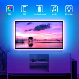 Yeewhale LED TV Backlight 2 m USB LED RGB Lighting Backlight TV USB for 40 to 60 Inch HDTV TV Screen LED Strip with App Controlled Music Synchronisation
