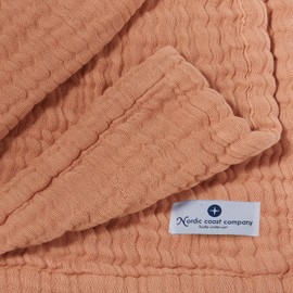 Nordic Coast Muslin Baby Blanket Muslin Blankets Burp Cloths Muslin Cloths First Blanket from Birth Swaddling Blankets Pram Blanket Crawling Blanket Burp Cloth Cotton Beige Caramel 80 x 80 cm