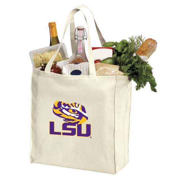 Reusable LSU Grocery Bags or LSU Shopping Bags Natural Cotton