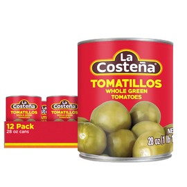 La Costeña Canned Tomatillos for Mexican Food, Tomatillo Salsa, Salsa Verde, Green Enchilada Sauce, Taco Sauce, Pico de Gallo & Tomato Soup - Pickled Green Tomatoes - 28oz, 12 Pack Canned Vegetables