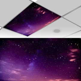 EcjoyHub 1 Pack Fluorescent Light Covers for Ceiling Lights Classroom, 4 x 2 FT Classroom Magnetic Light Fixture Covers with 10 Magnets for Office Decor, Hospitals, Home (Starry)