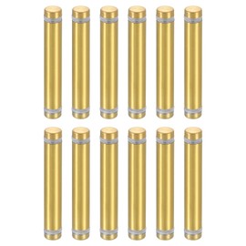 uxcell 12 Pcs Standoff Screws, 1/2" x 2.76" Stainless Steel Double Head Advertising Screws Wall Standoff Mounts Hardware for Acrylic Glass Sign Holder Wine Glass Rack, Gold