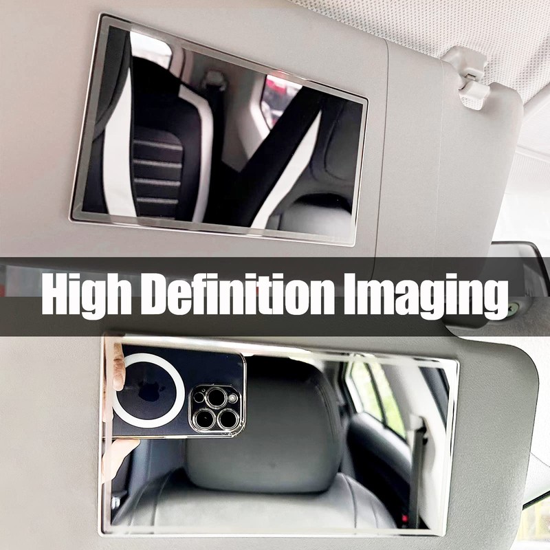 Stainless Steel Car Sun Visor Vanity Mirror, Unbreakable Rear View