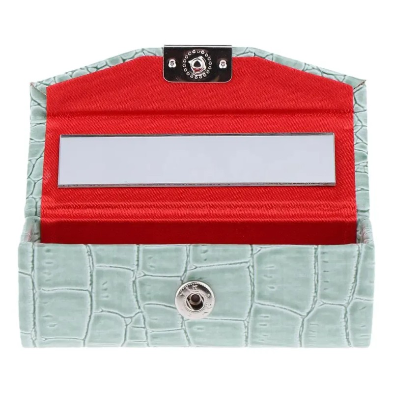 3x Lipstick Case Verde Grisáceo Y Marrón Y Rojo