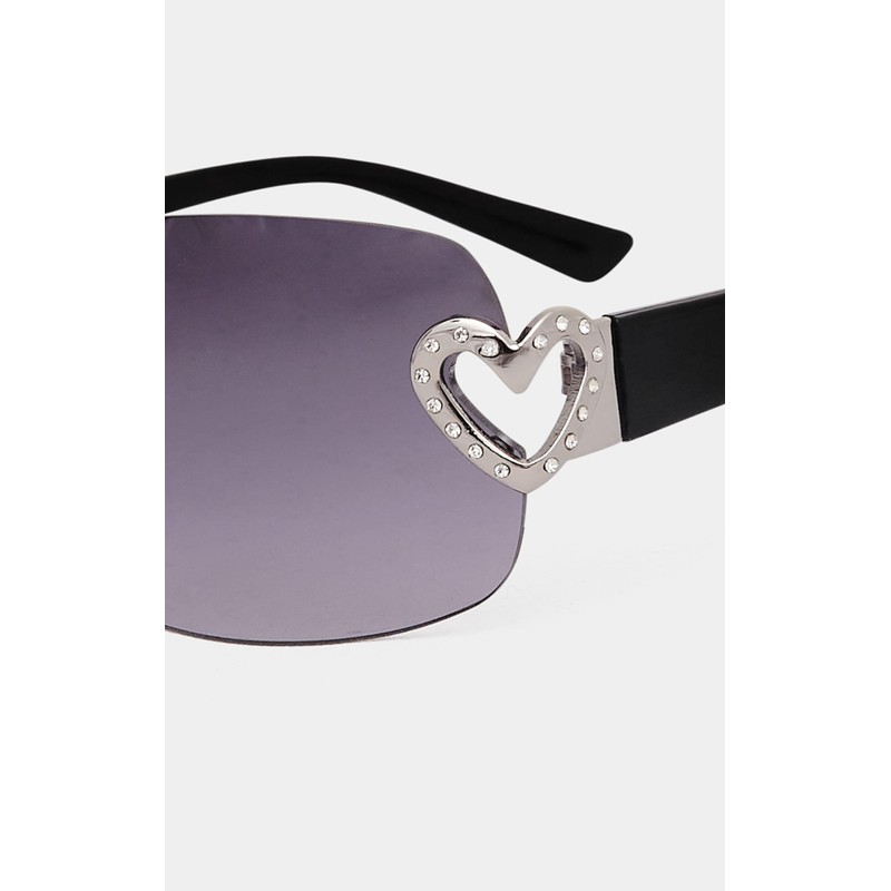 Yours - Diamante Heart Frameless Sunglasses - Women's