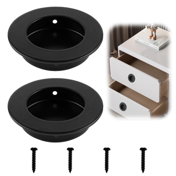 coalwop Recessed Door Handles 2 Pack Sliding Round Satin Brushed