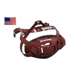 Riddell Hard Cup Chinstrap Buckles + Chrome US Flag Helmet Decal (Large, Maroon)
