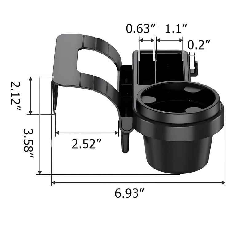 GDQ 4-in-1 Car Window Organizer - Clip-On Cup Holder &
