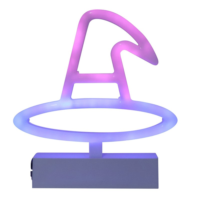 Neon Light Plastic Witch Hat Shape USB Battery Powered RGB