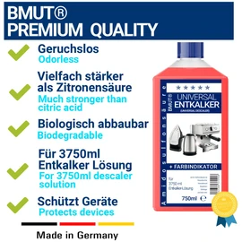 6 x 750 ml Descaler Universal Descaler Concentrate, as for Fully Automatic Coffee Machines, Kettles etc. - for 6 Descaling / Applications 125 ml Each