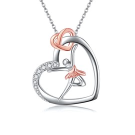 Sterling Silver S925 Ballet / Violinist / Gymnastics / Tennis Player / Running Necklace Music Jewellery Gifts for Women Girls, Sterling Silver, No Gemstone