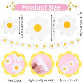 5 Pack Daisy Party Hanging Banners Hippie Party Banners Decor White Daisy Hanging Swirl Spring Flower Garland Paper Cutouts for One Two Groovy Themed Birthday Shower Home Classroom Favor Decorations