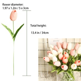 hanlongyu 20 Pcs Tulips Artificial Flowers for Table Decor, Fake Artificial Bouquets, Realistic Tulips Flowers Decor for Wedding Party Office Kitchen Home Decor