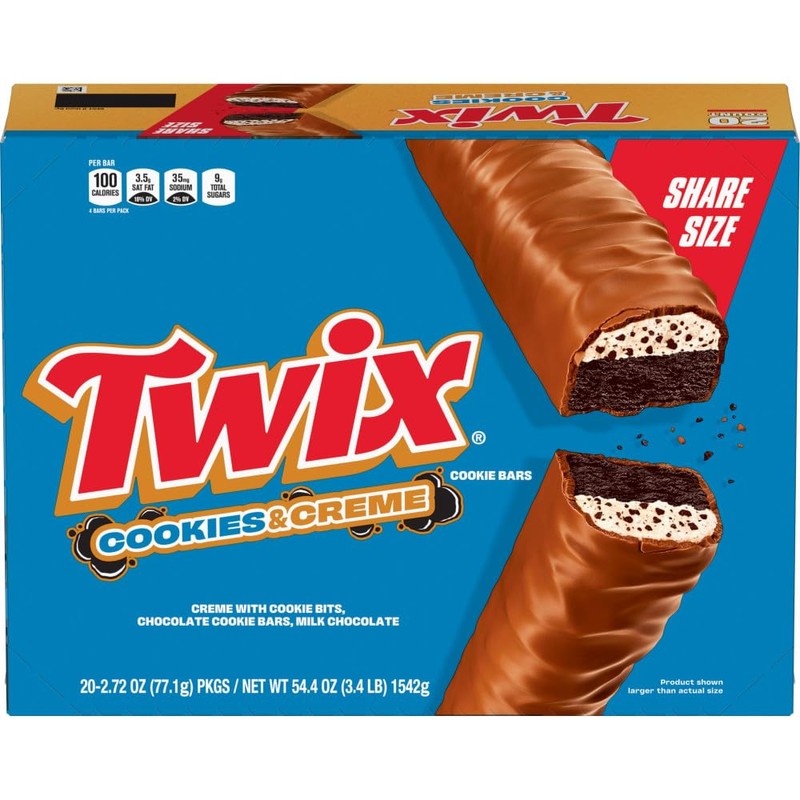 TWIX Cookies & Creme Chocolate Cookie Bar Candy, 4 To