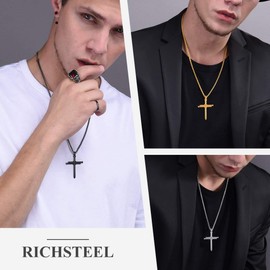 Richsteel Nail Cross Necklace Mens Chain Stainless Steel Pendant Christ Womens Chains Crucifix Necklaces