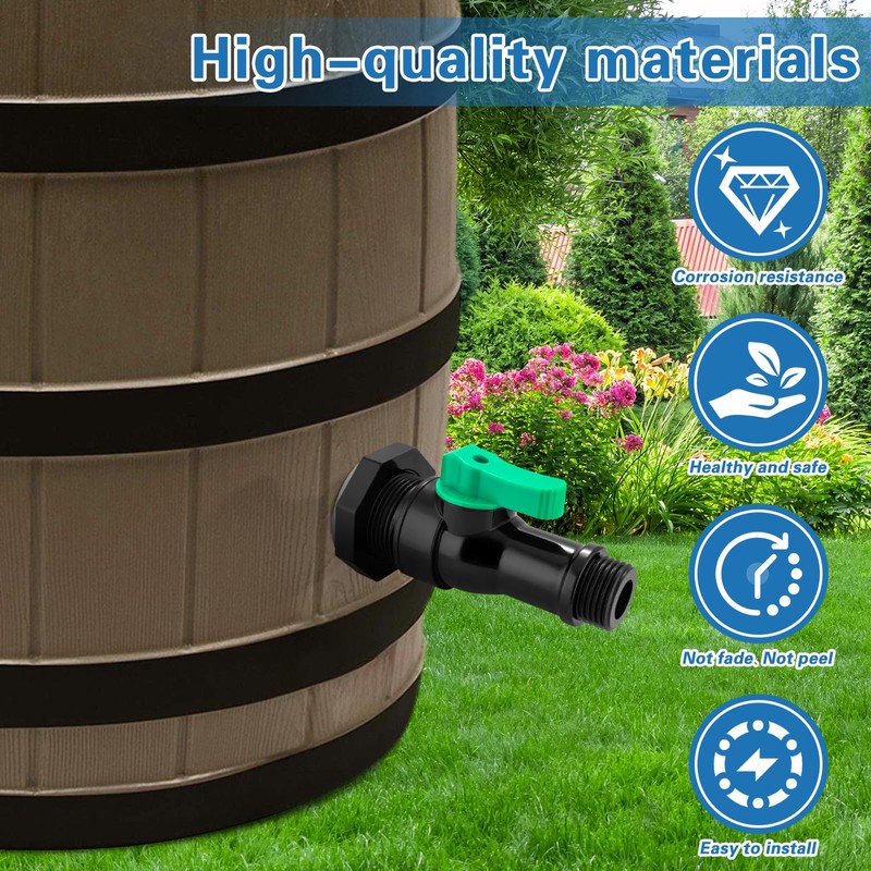 Plastics Rain Barrel Spigot Kit,High Flow Valve Core Water Tank