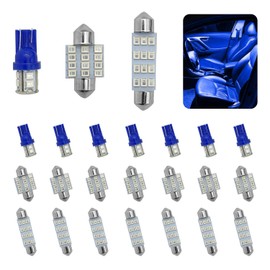 Hirificing 24PCS LED Interior Car Lights, Interior Car Lights Dome Light Set T10 31 mm 42 mm Replacement Bulbs for Top Map Dome Tail Cab Lights and License Plate Courtesy Lights Accessories (Blue)