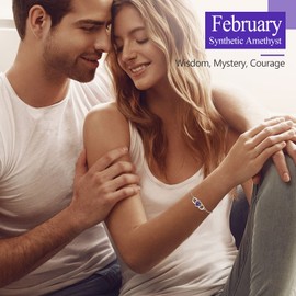 Silvora Bracelet S925 Silver Infinity Bracelet for Women Girls Adjustable Infinity Heart Bracelets with Birthstone Length 16 cm + 5 cm Silver Bracelet Gifts for Birthday Christmas, Sterling Silver