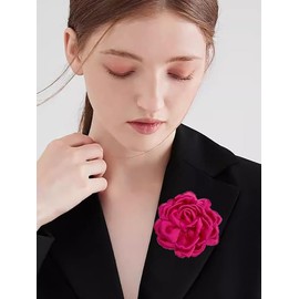 Peony Flower Brooches Pins Delicate Chiffon Rose Flower Brooch Classic for Party Dance Banquet for Women Ladies Lapel Pins Dress Suit Ceremony Clothes Accessories Jewelry Gifts 95mm (Hot Pink)