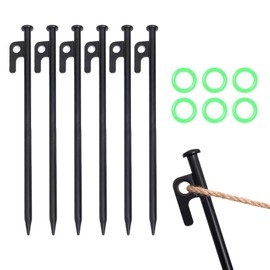 Hsyadazi 6 Stück Zeltheringe Sturmsicher, 25cm Lang Zelthaken mit Leuchtringen, Stabil Zeltnagel im Freien, Zelt Heringe Stahl Erdnägel, für Camping Outdoor Wandern