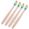 LALAFINA Bamboo Toothbrushes 4pcs Set Adults Gentle Bristles Ergonomic Handle