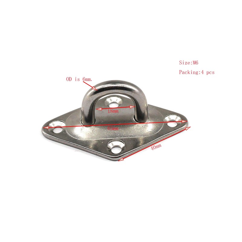 304 Stainless Steel M6 Heavy Duty Eye Plate Diamond Dech