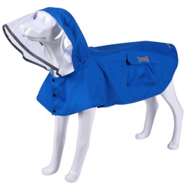 Waterproof Dog Raincoat, Adjustable Reflective Lightweight Pet Rain Clothes with Poncho Hood (X-Small, Blue)