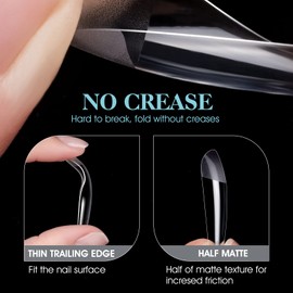 Gelike EC Medium Coffin Soft Gel Full Cover Nail Tips Kit for Soak Off Nail Extensions,552 Pcs Clear Jelly Tips Pre-buff PMMA False Press on Nail Tips,12 Sizes