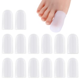 simarro 14 Pieces Big Toe Protectors, Silicone Toes Protectors for Men and Women, Toe Anti-Friction Rubber Sleeves Made of Elastic Fabric, Protect Toes from Friction and Relieve Pressure (White)