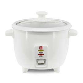 Bene Casa White Rice Cooker, 3 Cup (uncooked)/ 6 cup (cooked) Arrocera Blanca Electrica, 3 Medidas sin Cocinar, 6 Medidas Cocinada.