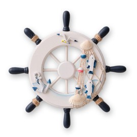 Daimay Nautical Ornaments Miniature Beach Ornament Kits Mini Seaside Rudder Model Micro Landscape Scenery Decor Aquarium Terrariums Miniature Gardens - White