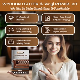 WYCOON WYCOON Brown Leather Repair Kit for Furniture, Leather Couch Repair Kit for Car Interior, Sofa, Car Seats and Purse with Super Easy Instructions, Restores Faux, Artificial, Genuine Pleather