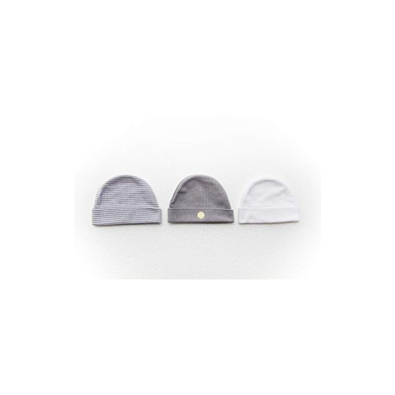 Playette Knitted Stripe Caps 3 Pack, Grey/white, 3 count