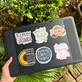 Pack 6 Isaiah 61 3 Beauty for Ashes Sticker 3 Inches Bible Verse Waterproof Vinyl Sticker Christian Religious, Jesus Faith