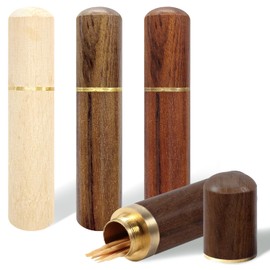 CENCERY Pack of 4 Toothpick Holder Toothpick Holder Box Portable Wooden Toothpick Case Pocket Box Mini Toothpick Box for Toothpicks