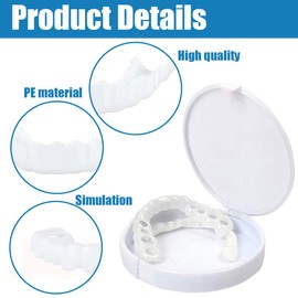 1 Pair of Fake Teeth, False Teeth Veneers, Cosmetic Tooth Cover, Artificial Dentures, Temporary Teeth, Temporary Teeth, Prosthesis for Women Men, Teeth for Attaching