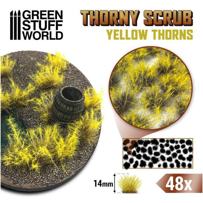 Green Stuff World Thorny Scrubs 14 mm - Yellow Thorns