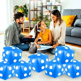 JORCEDI 4 Pack Giant Inflatable Dice Pool Toy for Pool Party Gift Indoor Outdoor Game (Blue)