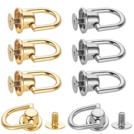 WJccsee 360-Degree Rotatable Metal D Rings, 8 PCS, Gold/Silver - Versatile D Ring Set for Purses, Bags, DIY Crafts, Dog Buckles - Durable Bag Hardware for Handcrafting