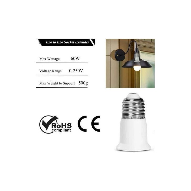 SumVibe 4 pack Light Bulb Socket Extender E26/27 Screw-In Adapter