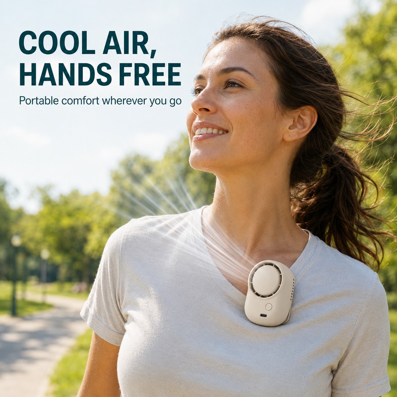 Portable Mini Bladeless Clip-On Fan, 3-Speed USB-C Rechargeable Wearable Shirt