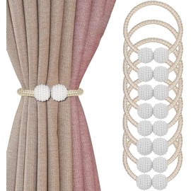 8 Sujetador De Cortinas, Elegante Sujetador De Cortinas para Decoración De Ventanas, Diseño De Tira Ajustable para Sala De Estar Y Dormitorio, Conjunto De 8 Piezas En Color Champagne