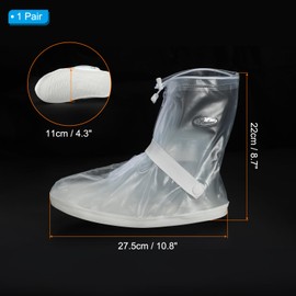 PATIKIL L Waterproof Rain Boot Shoe Cover, 1 Pair PVC Reusable Non-Slip Rain Snow Galoshes Protector with Zipper for Men Women Rainy Outdoor, White