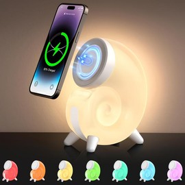 Wireless Charger Atmospher Lamp Compatible With MagSafe Charger, Touch Beside Night Light, Phone Holder, Dimmable Night Light For Bedroom, Living Room. Ideal Gifts For Women, Men, Dad, Mom