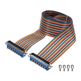 MECCANIXITY 1 Pcs IDC Rainbow Wire Flat Ribbon Cable DB37 Male to DB37 Male 39.4 Inch Length 2.54mm Pitch Breadboard Jumper Wires for Electronic Projects