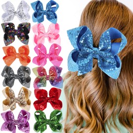 Xansema 5 Inches Sequins Large Bows Alligator Hair Clip Hair Barrettes Accessories for Women Teens Girls Kids